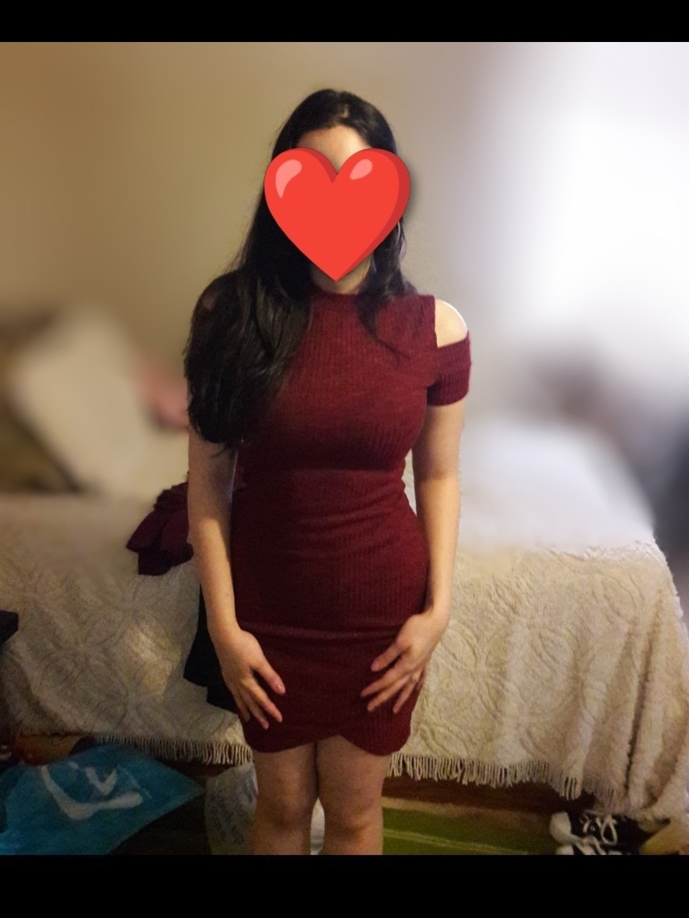 love J Ribbed Cold-Shoulder Bodycon Dress in Wine Red
